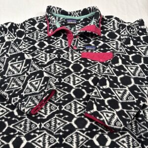 SWEATER Patagonia Synchilla MEN LRG‎ Fleece  BLACK/RED TRIM Fish Print JACKET